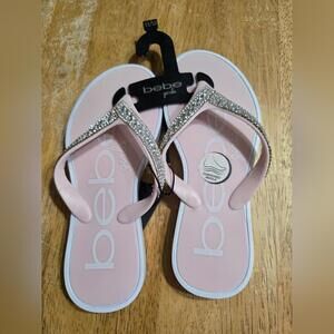 bebe girls Pink Rhinestone Flip Flop Sandals Size 11/12